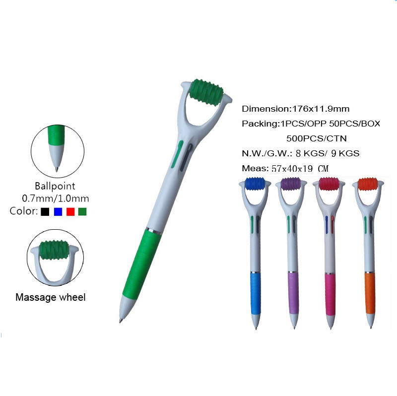 Massage wheel Click Plastic Four-color Ballpoint Pen Ballpen Ball pen,4-in-1